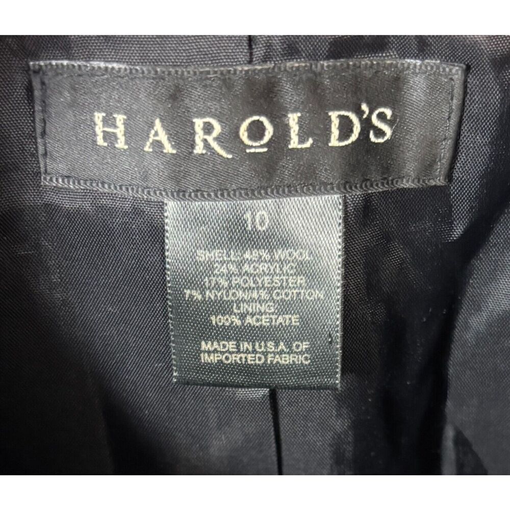 Vintage Harold’s Tweed Blazer Size 10 Pockets Wool Blend Black Fringe Workwear - Picture 8 of 12